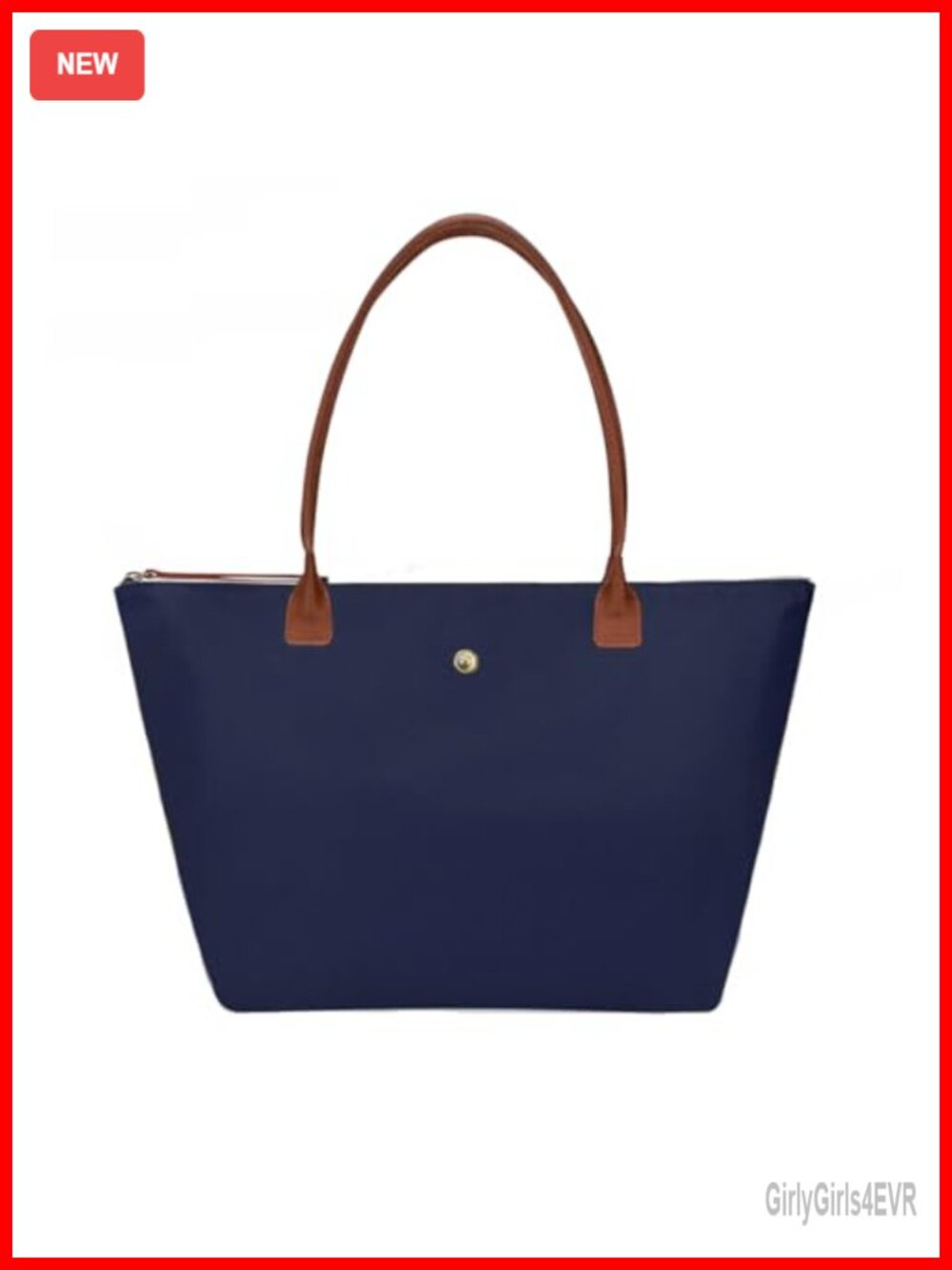 Nylon Tote Bag for Women, Shoulder Foldable Tote with Zipper